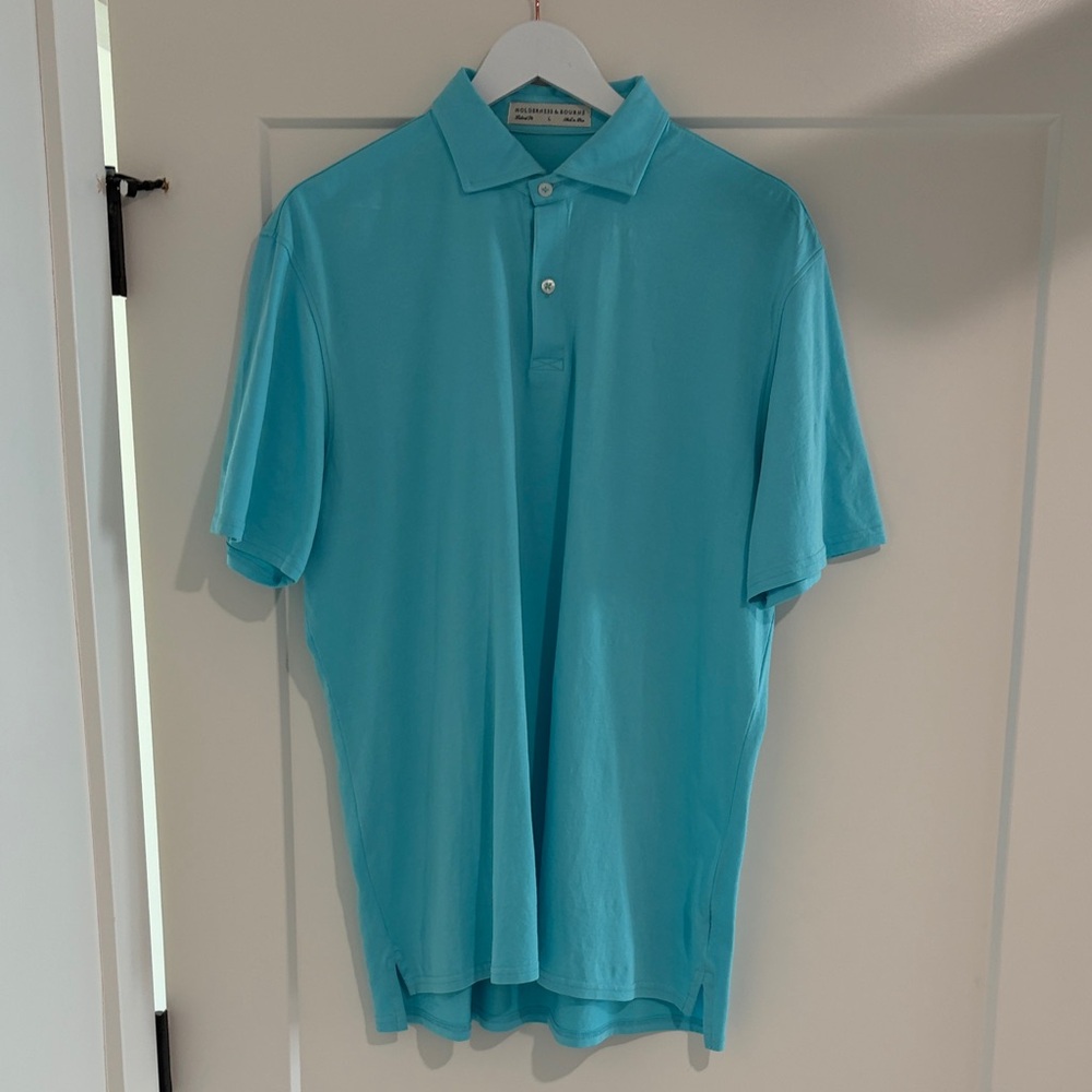 Holderness & Bourne - 92% Pima Cotton  Aqua Polo Shirt with slight discoloration